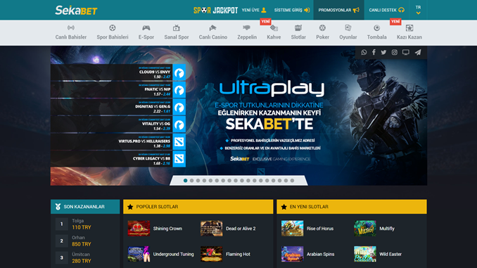 Sekabet açılış sayfası