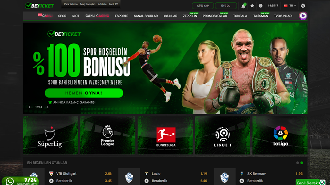 Betticket açılış sayfası